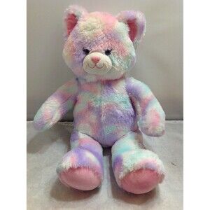 Build A Bear Plush Pastel Swirl Tie-Dye Kitty Cat Pink Purple Blue 16  CLEAN